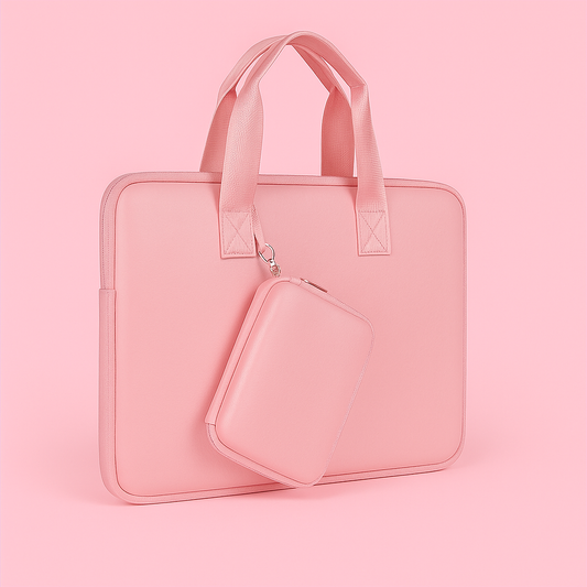 Roze Laptoptas met Handvat & Extra Opbergtasje – Roze | 13 inch Max