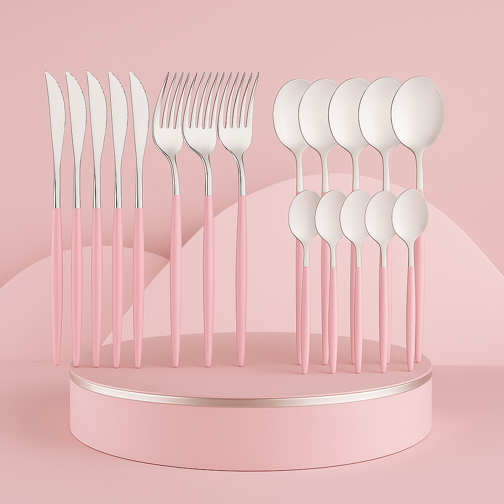 24-delige Roze Bestekset van Roestvrij Staal