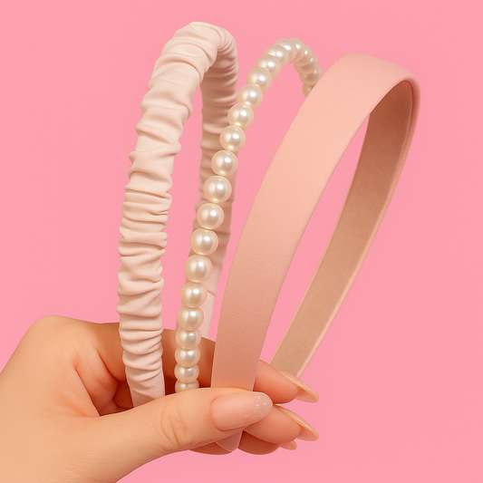 Elegant Trio Haarbanden Set – Satijn, Parel & Velvet Look (3 stuks)