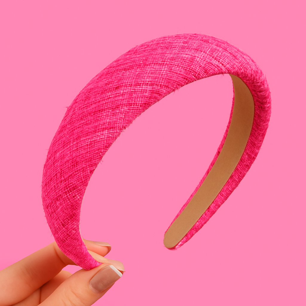 Bold Pink Tweed Haarband – Statement Accessoire