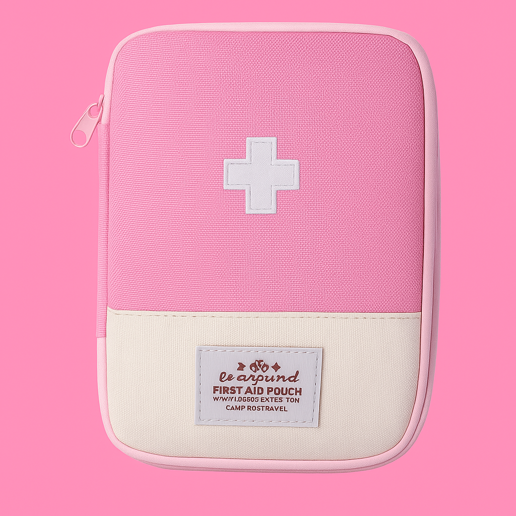 Compact First Aid roze Reistasje – (15 x 10,5 cm)
