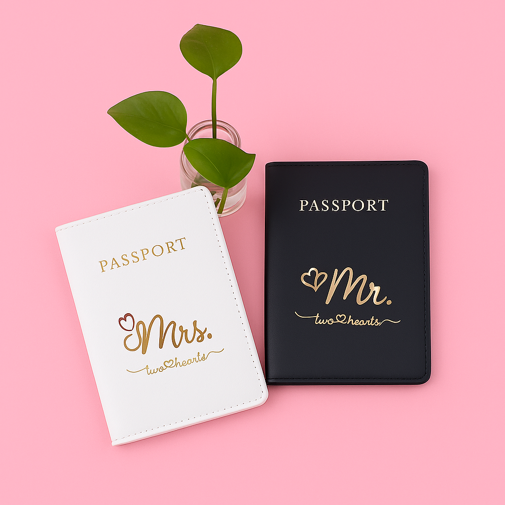 ✨ Mr. & Mrs. Paspoorthouders Set – Perfect voor de Huwelijksreis ✨