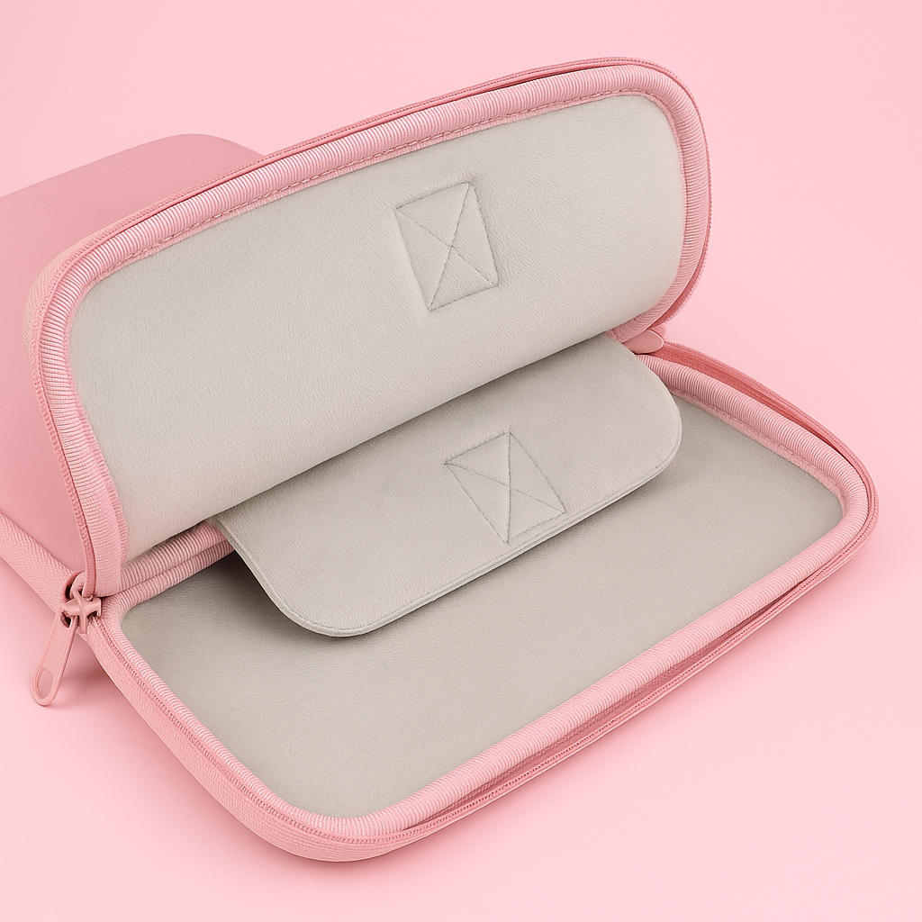 Roze Laptoptas met Handvat & Extra Opbergtasje – Roze | 13 inch Max
