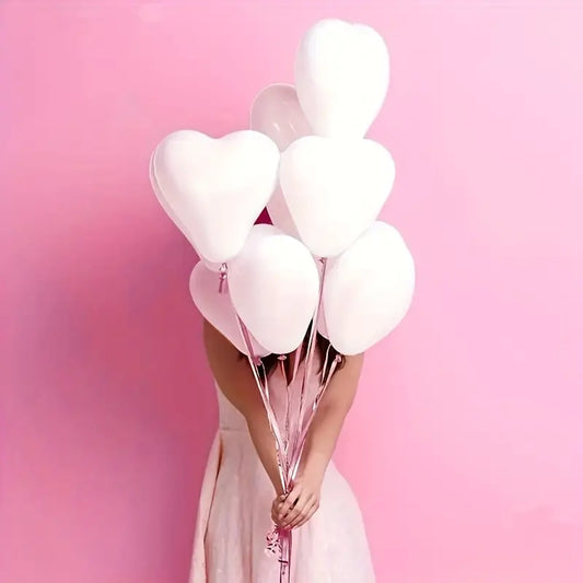 30x Witte Hartvormige Ballonnen – Perfect voor Bruiloft, Verloving & Bridal Shower