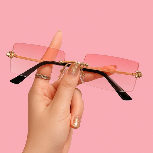 Luxe Randloze Zonnebril met Roze Grandiant