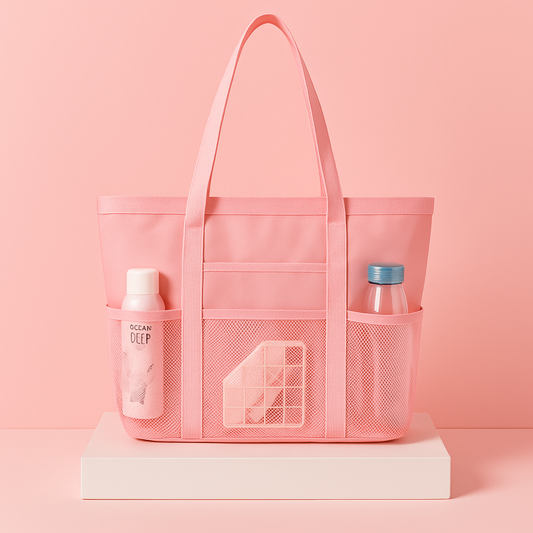 🏖️ Roze Strandtas met Meshvakken