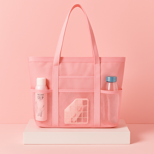 🏖️ Roze Strandtas met Meshvakken